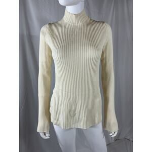 Chlo� Ribbed White Wool And Cashmere-Blend Turtleneck Sweater Size L